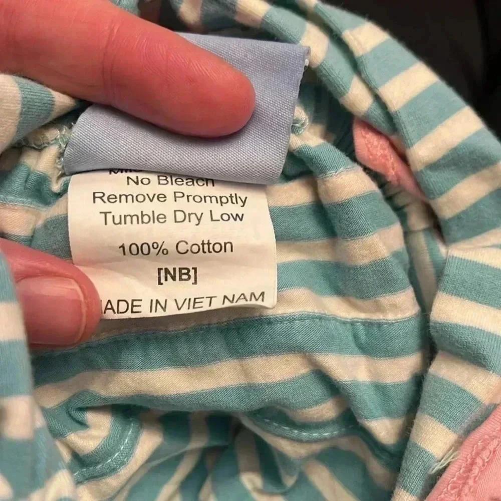 Three Sisters pig smocked striped romper size Newborn